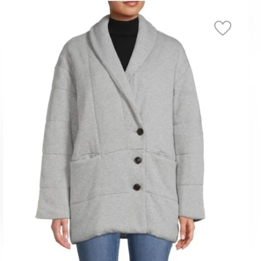 Madewell Shawl Collar Cement Gray Quilted Insulated Puffer Jacket